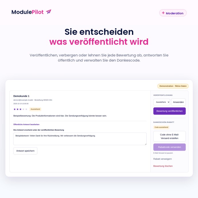 Sie entscheiden was veröffentlicht wird