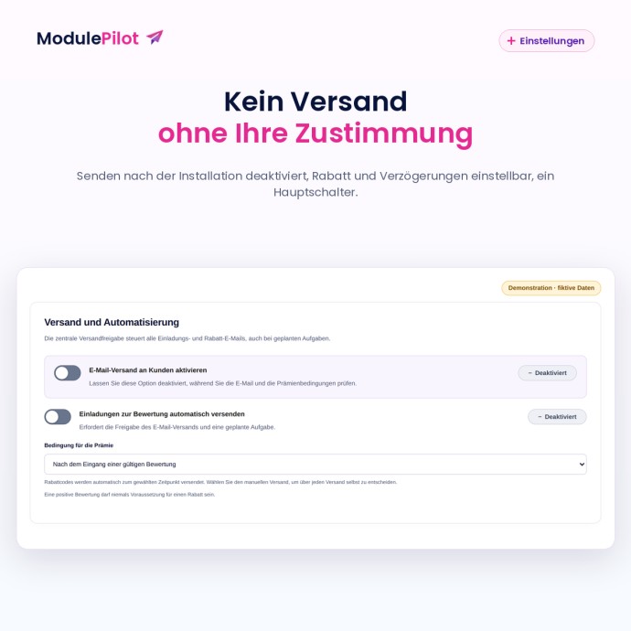 Kein Versand ohne Ihre Zustimmung