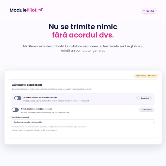 Nu se trimite nimic fără acordul dvs.