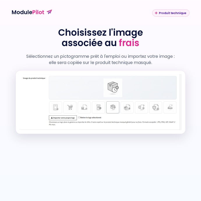 Image du produit technique et import personnalisé
