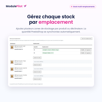 Stock multi-emplacements par produit et déclinaison