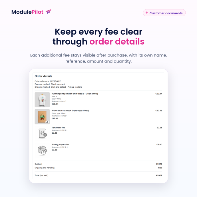 Additional fees remain clear in order details